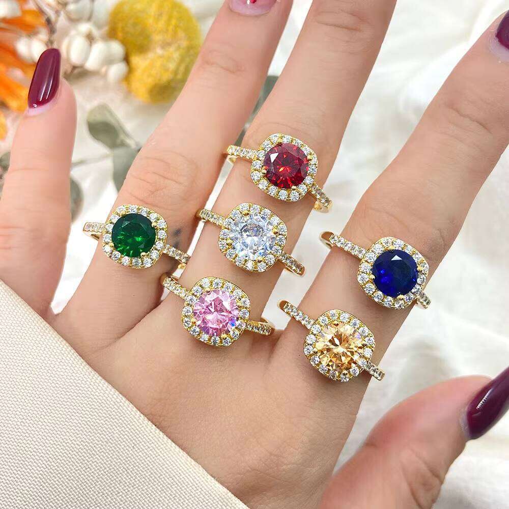 FOXI Sterling Moissanite Ring Waterproof Wedding Pink Heart VVS Moissanite Ring Ring Silver Engagement Ring