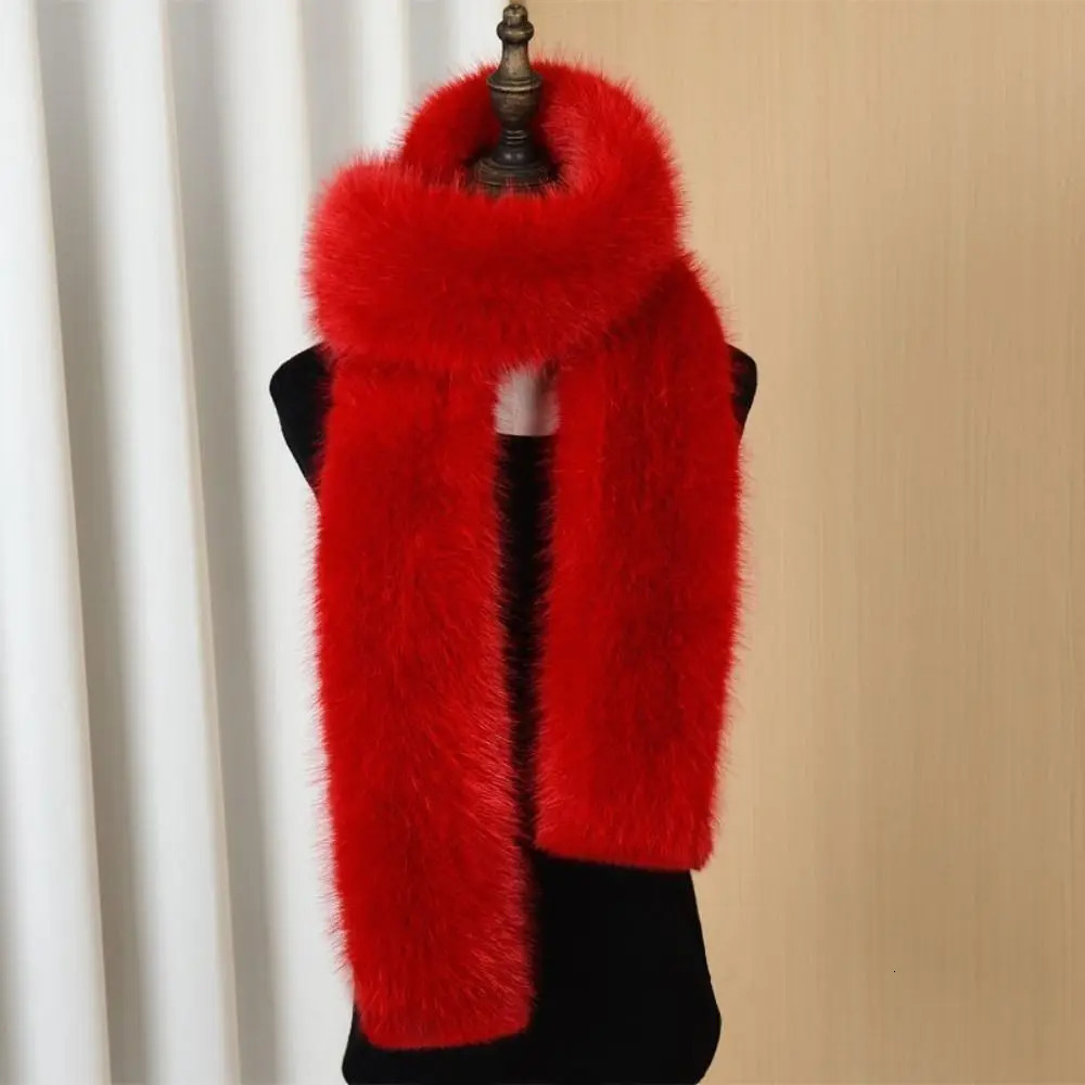 Fashionable 180cm Fur Long Scarf Thick Soft Plush Long Strip Scarf Fur Decor Winter Fluffy Scarf Party 250929