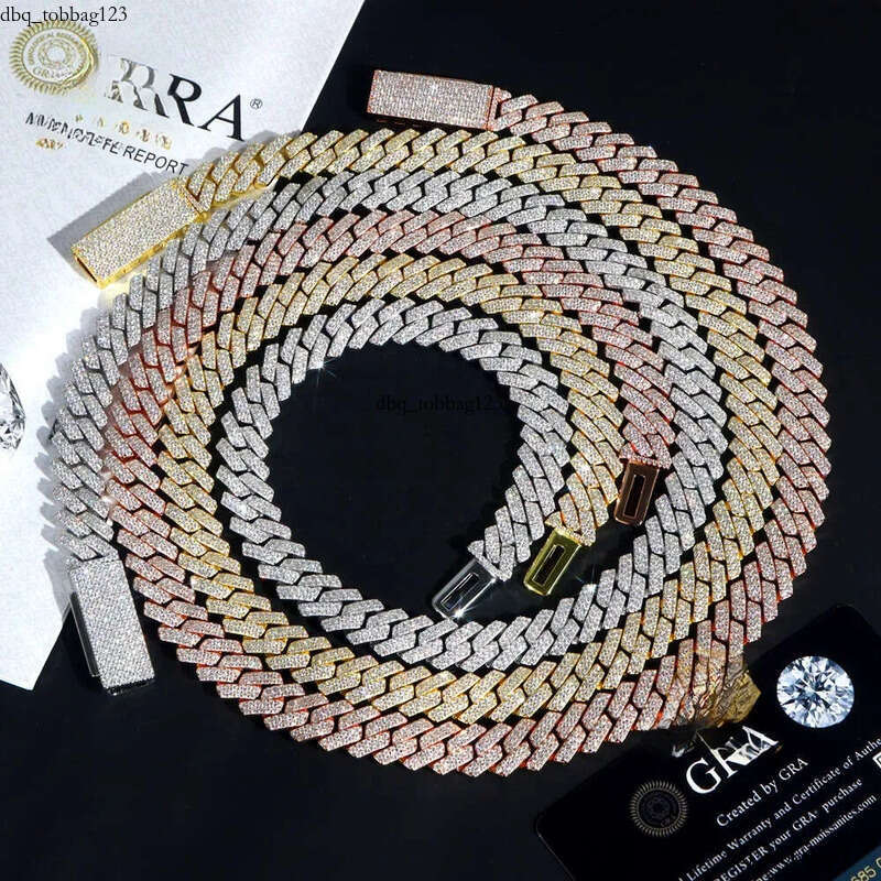 Hip Hop Style Iced Out Jewelry 6mm 8mm 10mm 12mm 14mm 20mm Width Sterling Sier VVS Moissanite Cuban Link Chain Bracelet