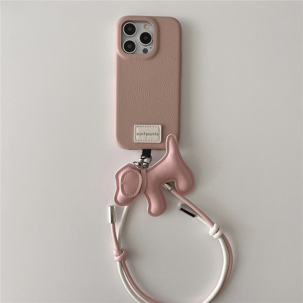 Phone Case Compatible with iPhone 17 Pro Max, Cute Soft Silicone Cover with Short Leash Puppy