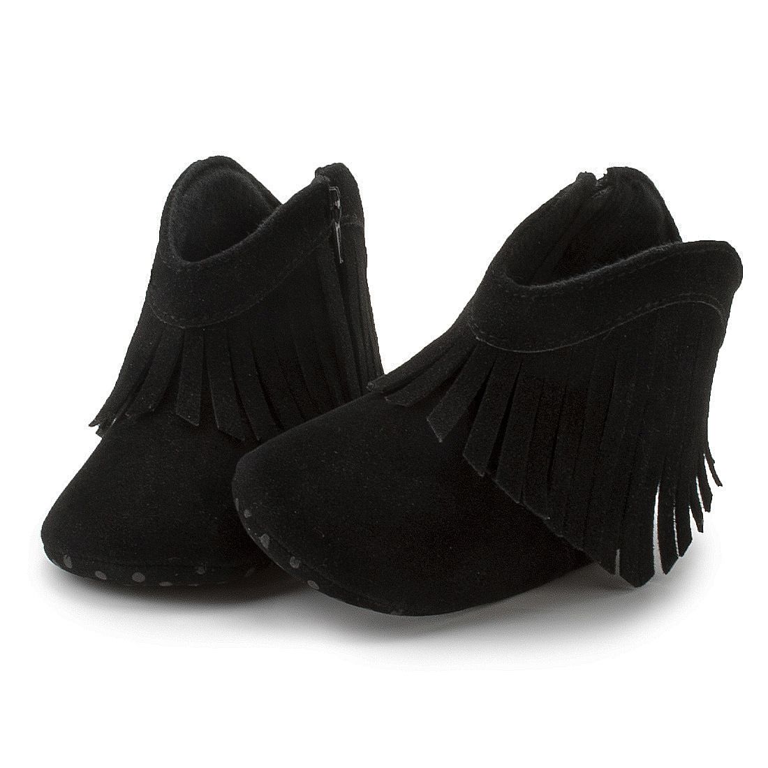 Toddler Tassel Boots Newborns Prewalkers For Baby Girls Kidszworld Infant Winter Warm Moccasins Non-Slip Soft Bottom Zipper Closure Shoes K005