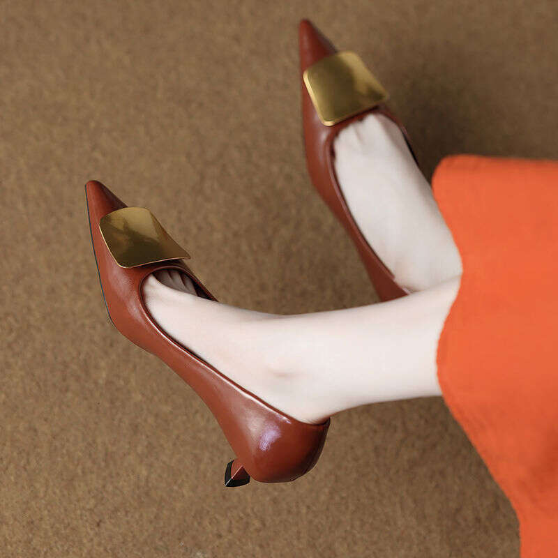 2025 New Soft Leather heelegant French Style Slip-On Pointed Designer Shoe Toe Shallow Mouth Stunning Comfortable High heel Commuter Shoes