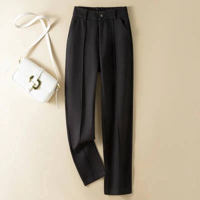 Woolen Herringbone Harem Pencil High Waist Korean Fashion Women's Casual Office Lady Trousers Thick Suit Pants For Women dongdumaoyi