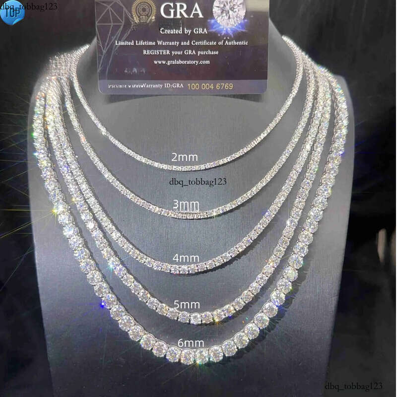 2mm 3mm 4mm 5mm Hop Necklace Sier vvs moissanite tennis chain women mens Fashionable man necklace Hip hop pass dia tester Chain