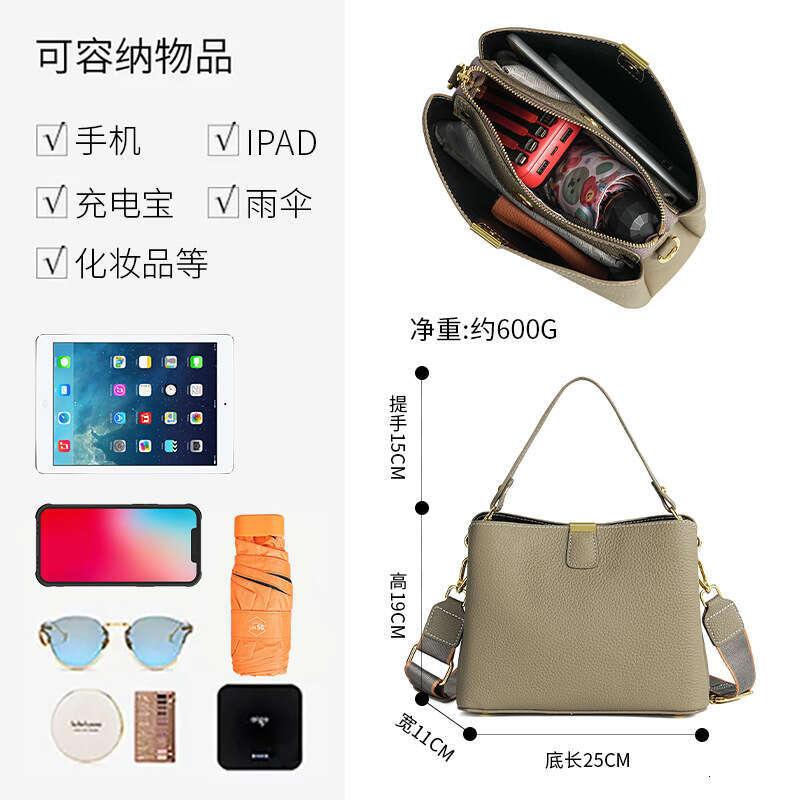 designer bag Luxury bag Fashion Cowhide for Women New Large Capacity Bucket Bag Versatile Commuter Genuine Leather Crossbody Shoulder Handbag