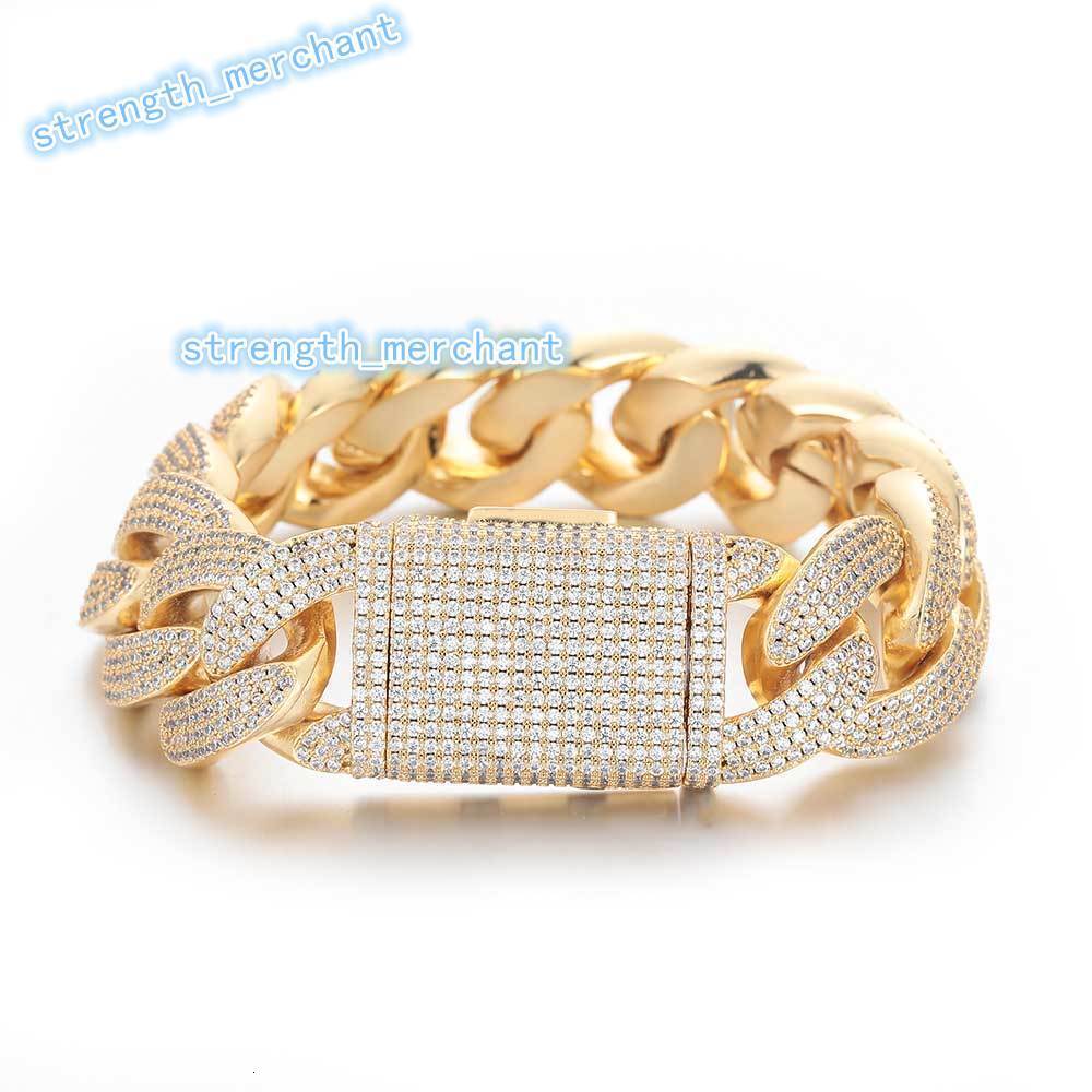 NUOYA New Style Iced Out CZ Cuban Chain Bracelet Hip Hop Mens Jewelry 18k Gold Plated Cuban Link Chain Men Bracelet