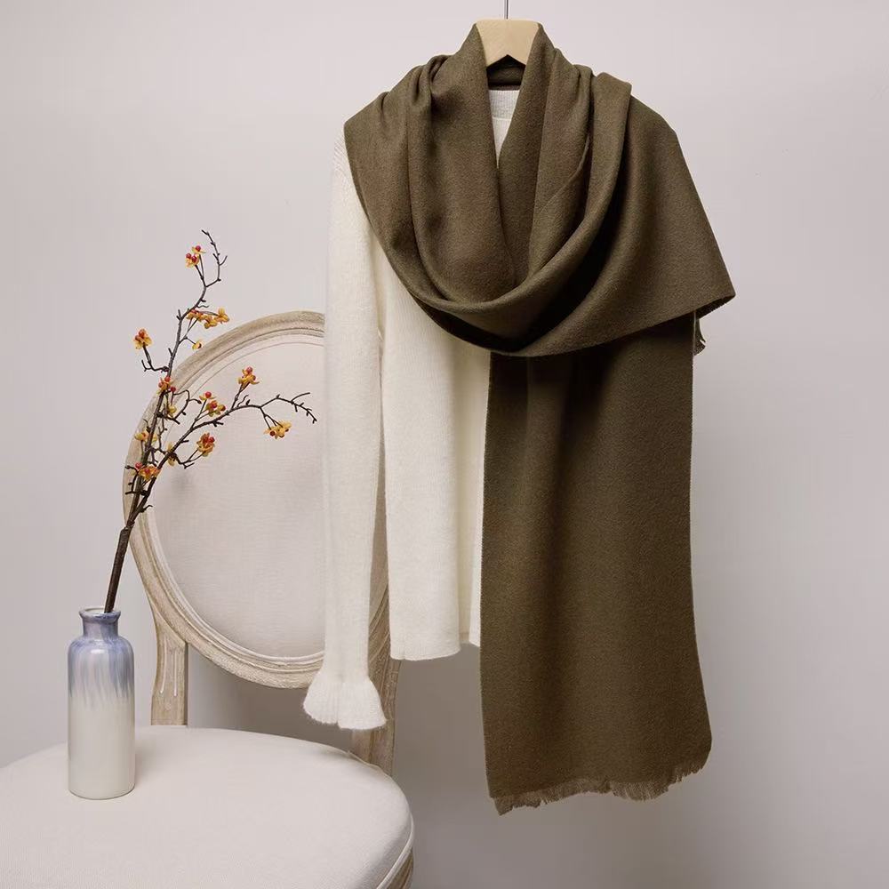 T1953 pure wool scarf autumn and winter warm all-match solid color