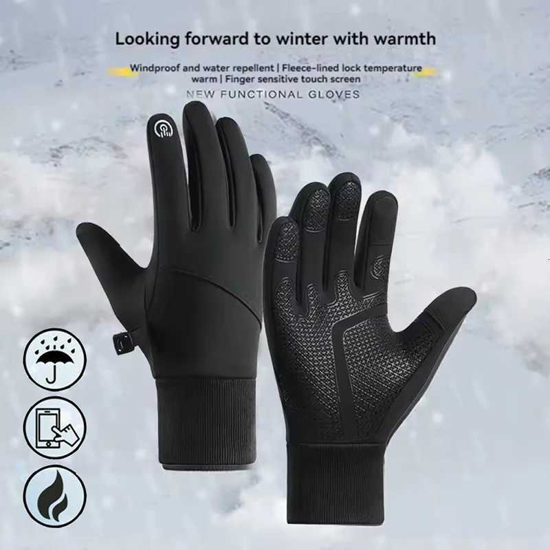 Winter Outdoor Warm Full Finger Gloves for Unisex Cycling Sports Waterproof and Anti Slip Gloves Touch Screen Thickened and Warm Z250925