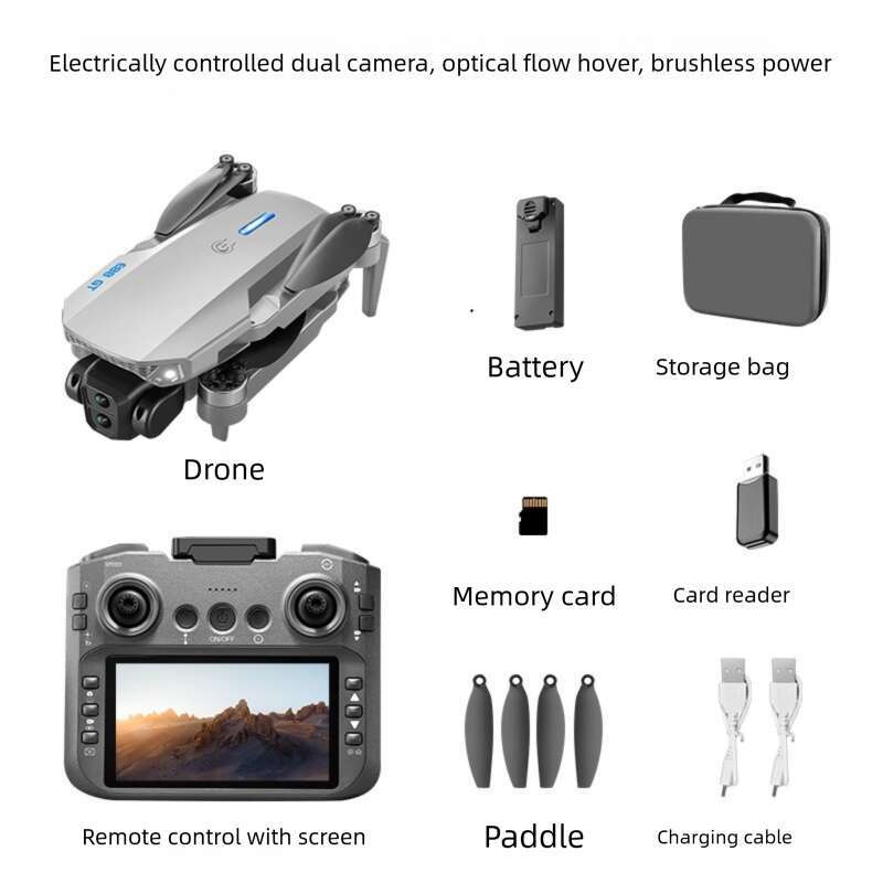 E GT Drone With Large Screen ESC Dual Camera HD Aerial Photography Optical Flow Long Endurance Remote Control Aircraft Toy