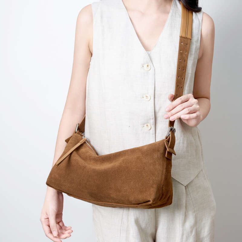 designer bag Luxury bag Crossbody for Women, Suede Genuine Leather Handbag, Light Luxury Commuter New Single Shoulder Bag, Niche High-End Underarm Bag