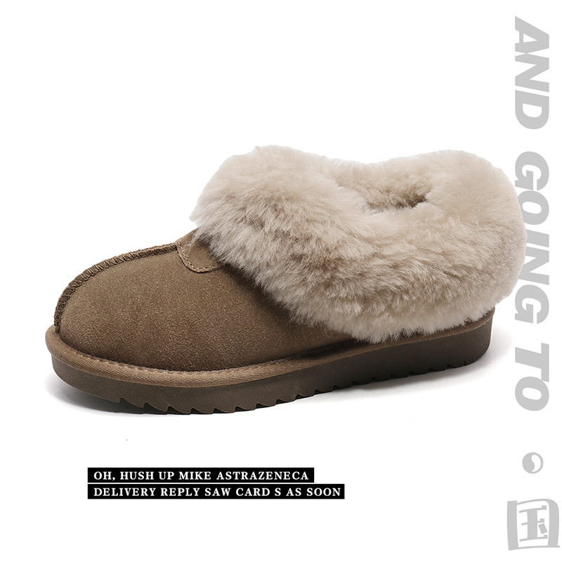 EBV designer shoes hot free shipping High quality cowhide fur on Leather new wool and plush thick warm and anti slip snow boots for woman