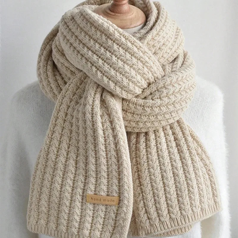 Winter Scarf Women Mens Thick Cable Knit Wrap Chunky Long Warm Scarf for Travel Office Warm Cashmere Scarves Neckercheif 250930