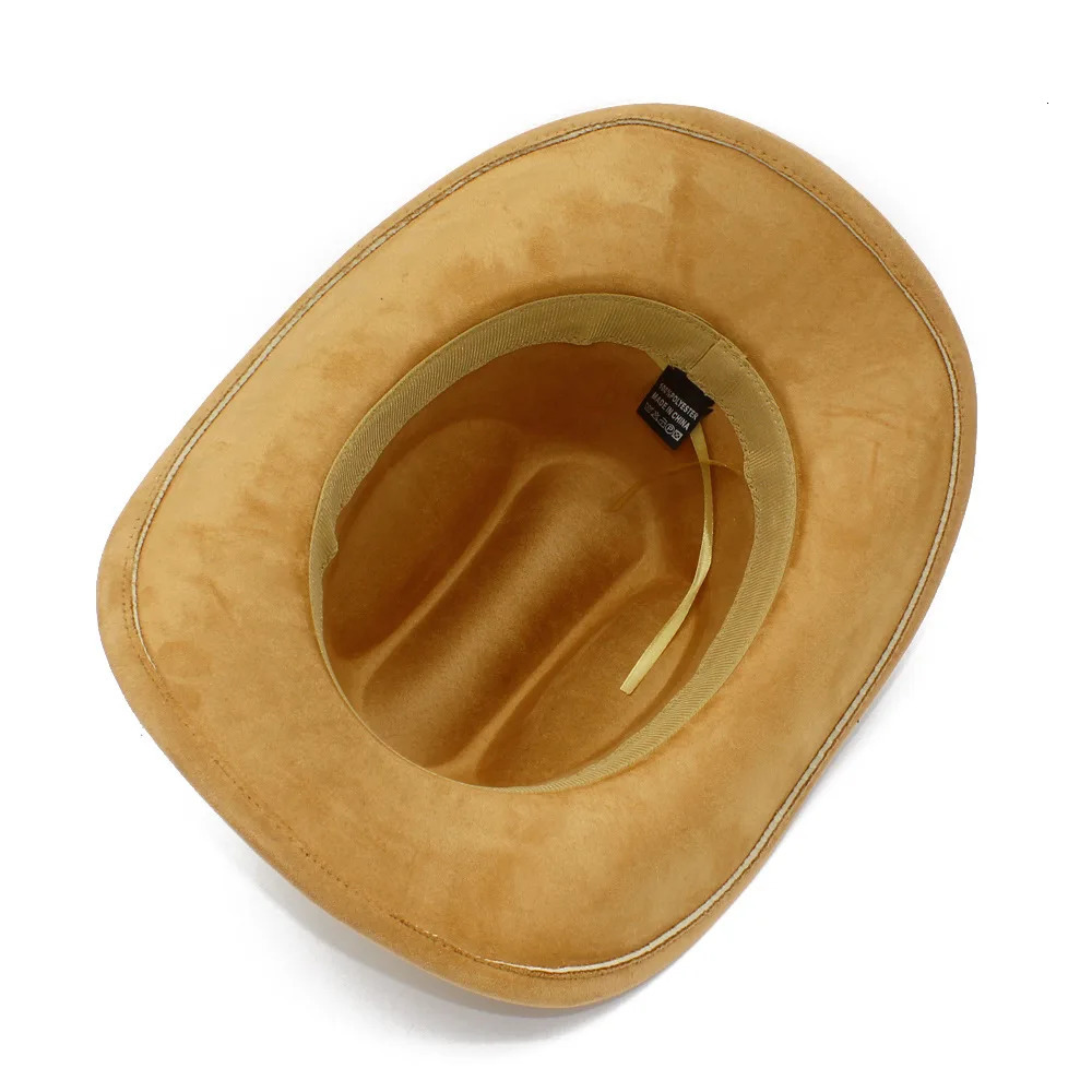 Four Seasons Suede Top Hat Women Men Fashion Fedora Hat Curved Wide Brim Western Cowboy Hat Retro Big Brim Knights Cap 250930