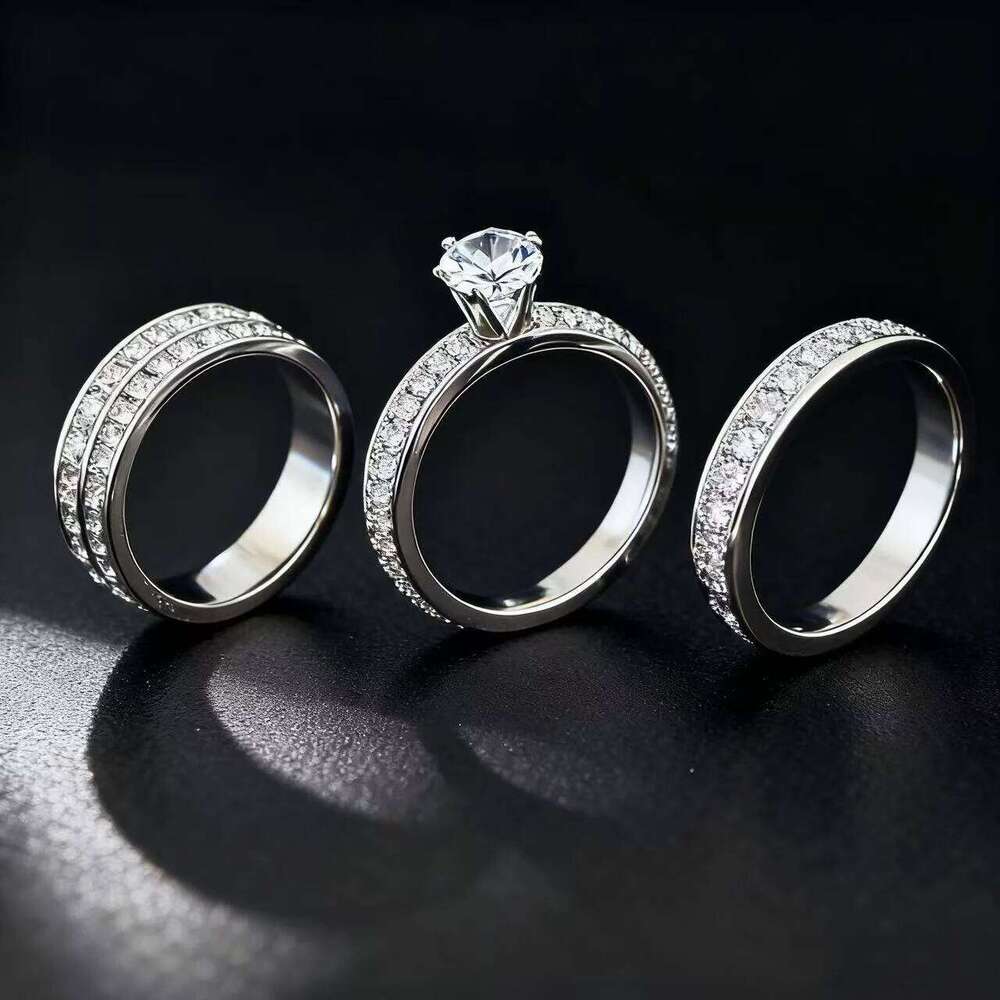 Stainless Steel Ring Set For Women With Zircon 2025 New Fashion Party Jewelry Finger Accessory