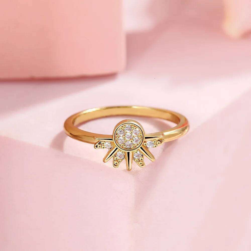Sier Sun and Moon Couple Ring Set Sky Blue Sparkling Cubic Zirconia Rings Promise Fine Jewelry Gifts for Valentines Day
