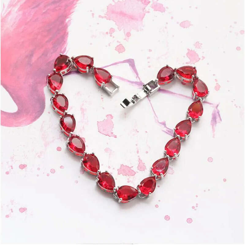 2020 Classical Fashion Jewelry Sterling Sier&rRose Gold Water Drop Pear Cut Colorful CZ Dia Women Wedding Bracelet For Lover Gift