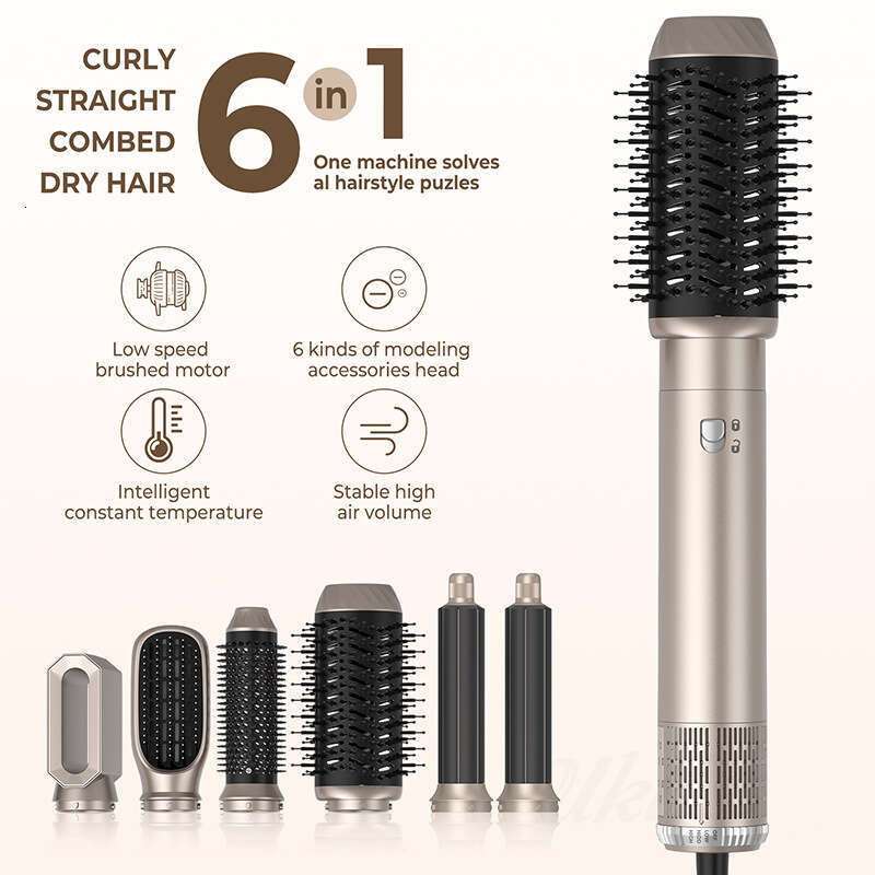 Hot-Selling 6-In-1 Multi-Functional Hot Air Straightening Curling Household Hair Dryer Comb Not For Domestic Sales Personal Use