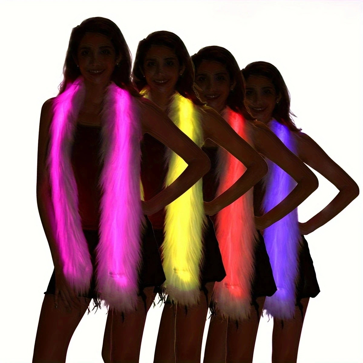 Autumn and winter faux fur fashion casual holiday party LED glow warm scarf 250930