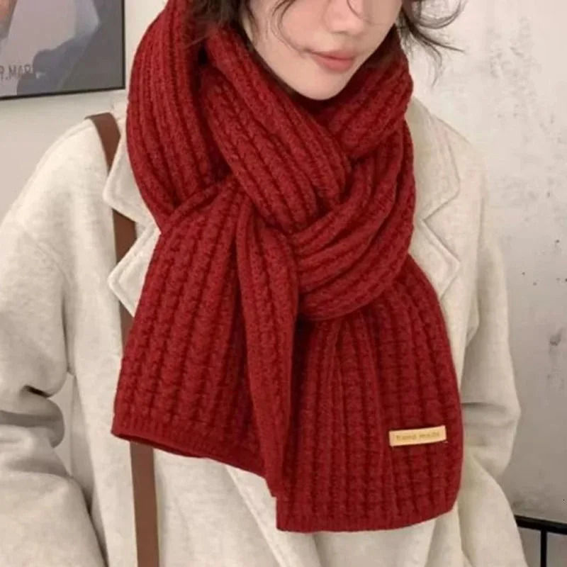 Winter Scarf Women Mens Thick Cable Knit Wrap Chunky Long Warm Scarf for Travel Office Warm Cashmere Scarves Neckercheif 250930