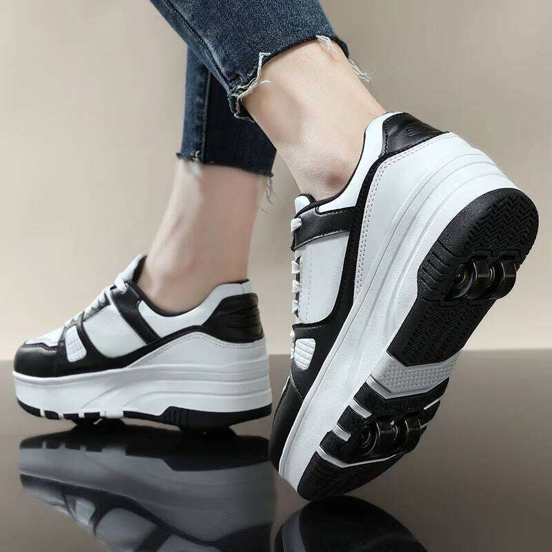 Four wheel roller Boys girls walking Casual outdoor sports slide and shrink school students pulleys shoes sneakers