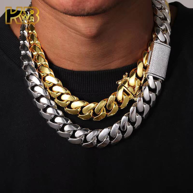 20mm VVS Moissanite Cuban Chain Necklace Iced Out Sterling Silver Hip Hop Jewelry with Box Clasp Dropshipping Available