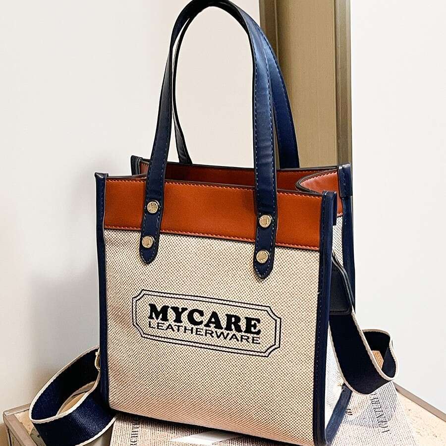 designer bag Luxury bag New Color-Block Women's Trendy Printed Handbag Crossbody Tote Linen Canvas Bag