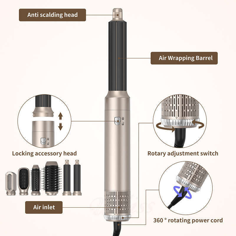 Hot-Selling 6-In-1 Multi-Functional Hot Air Straightening Curling Household Hair Dryer Comb Not For Domestic Sales Personal Use