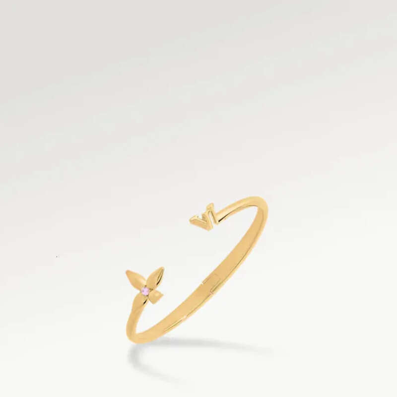 Designer New Bangles Purple Dia Letter Flower Charms Bangle Gold Plated Classic Jewelry For Women Wedding Gift