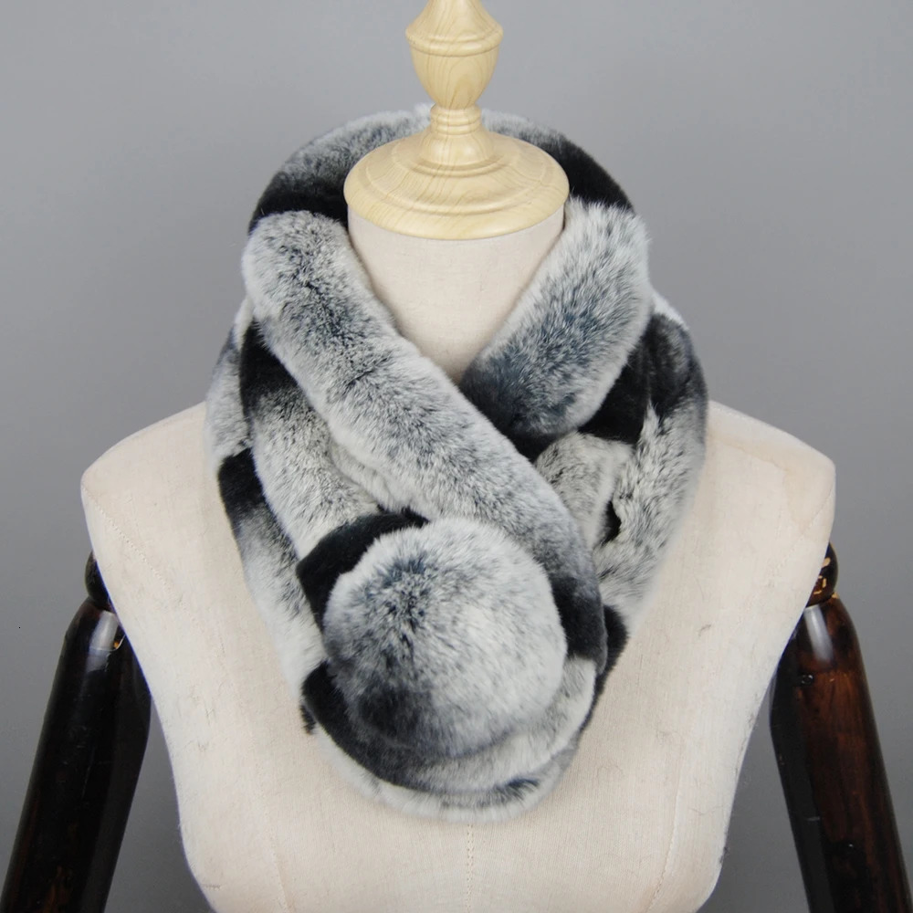 2025 Womens Cute Super Soft Real Rex Rabbit Fur Scarf Lovely Girls Winter Big Rex Rabbit Fur Ball Scarf 250929