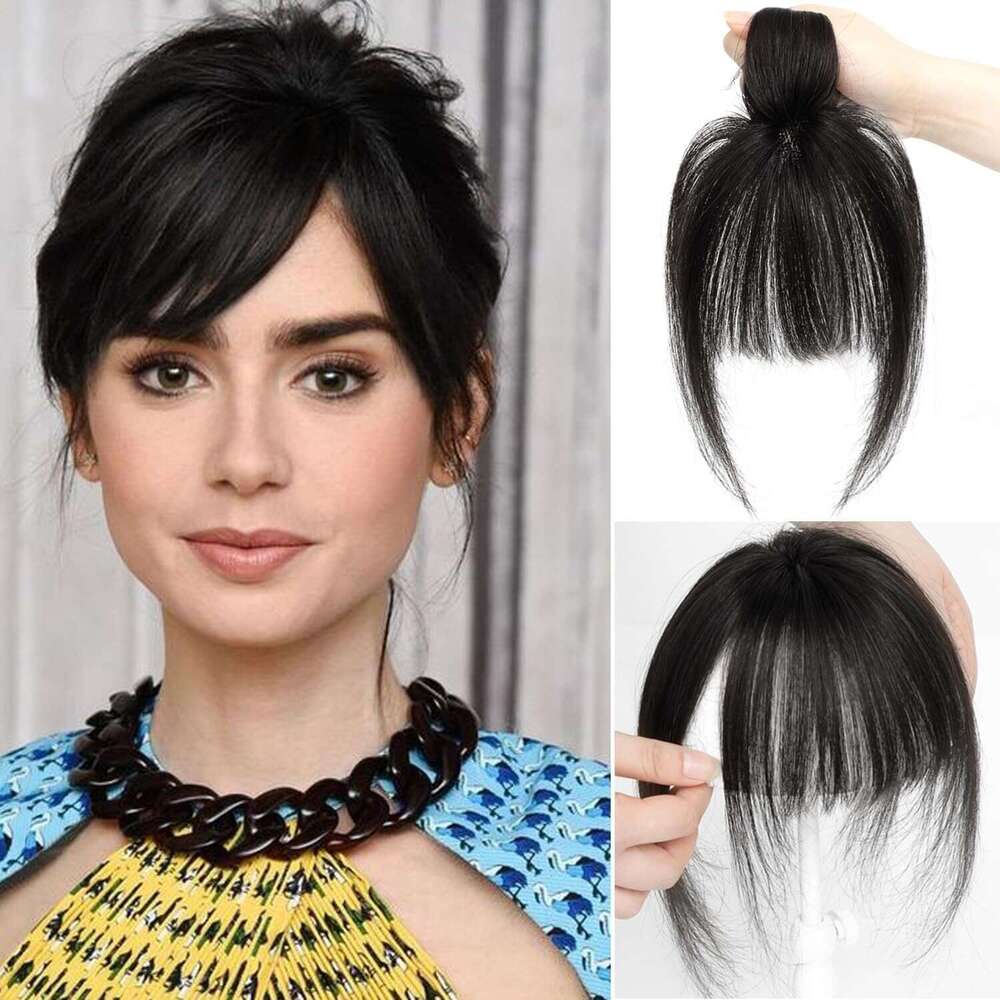 100% Human Hair Air Small T 360°Covering Wipsy Bangs Handwoven French Hairpiece for Women 10inch