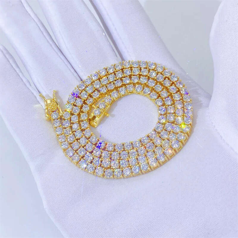 Moissanite tennis 3mm hip-hop full dia Cuban chain