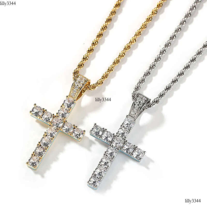 necklace moissanite chain New Cross Personalized Side Glow Set PendantCuban Chain Hip Hop Personality jewelry Moissanite dia