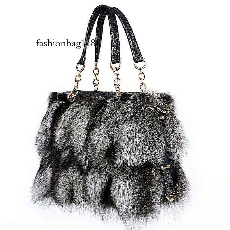 Winter Women's Fashion Handbag Ladies Purses Women Shoulder Bag Real Sier Fox Fur Messenger Bags