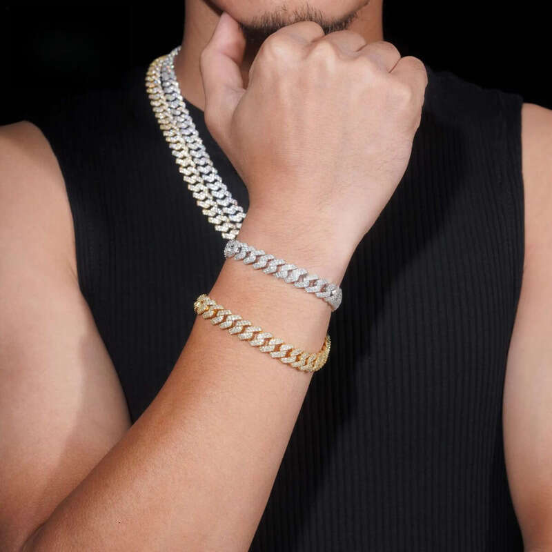 Best Selling 8mm 10mm Two Rows Iced Out Man Hip Hop Jewelry GRA Certificates Pass Dia Tester FL Moissanite Cuban Link Chain
