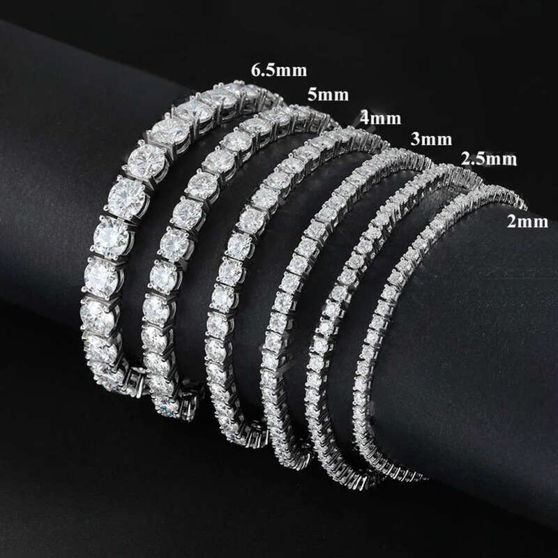 EWYA New in Real D Color Full 2mm 0.03CT Moissanite Tennis Bracelet for Women S Sier Plated Dia Link Bracelets Gift