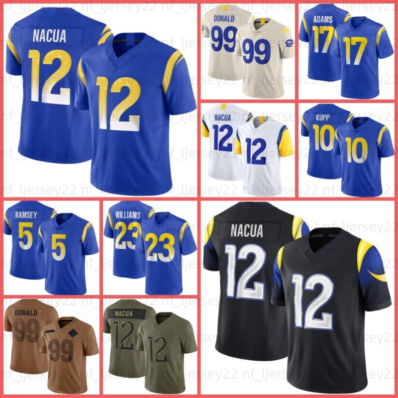 12 Puka Nacua Davante Adams Matthew Stafford Football Jersey Blake Corum Aaron Donald Byron Young Kyren Williams Ferguson Jared Verse Braden Nate Trent McDuffie