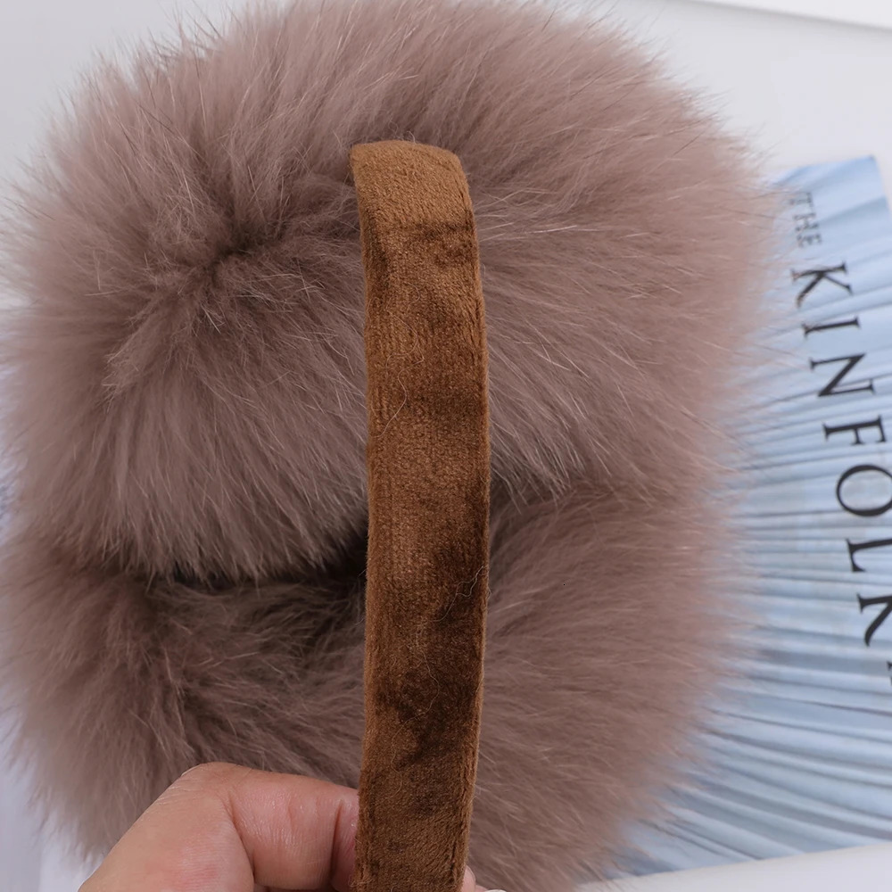 Full Piece 100 Real Fox Fur Womens Winter Earmuffs Ear Warmer Ear Protection Girls Ear Muffs Headwear 250930