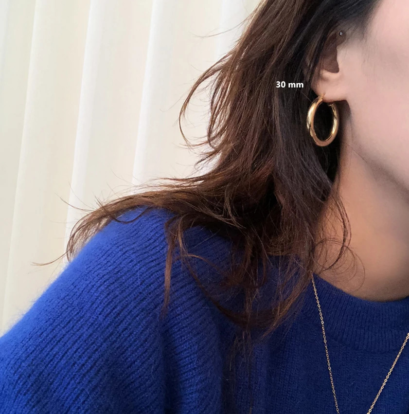 925 Sterling Silver Earring Fashion Simple Smooth Circle Ear Ring Big Earring Temperament Exaggeration Wild Women Girl Ear Jewel 250930