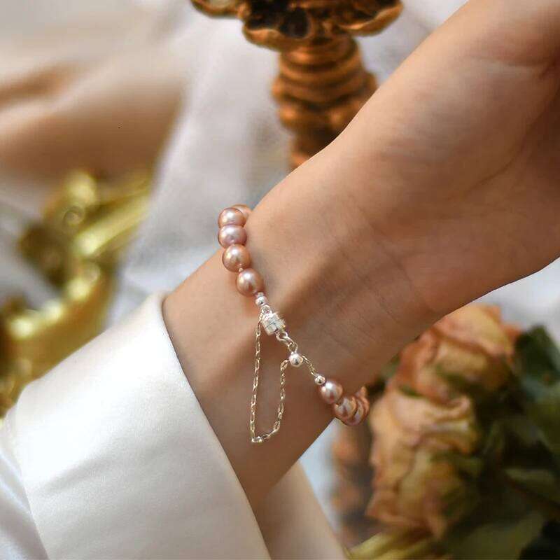 ASHIQI Natural Freshwater Pearl Women's Bracelet Sterling Sier Wedding Jewelry Gift