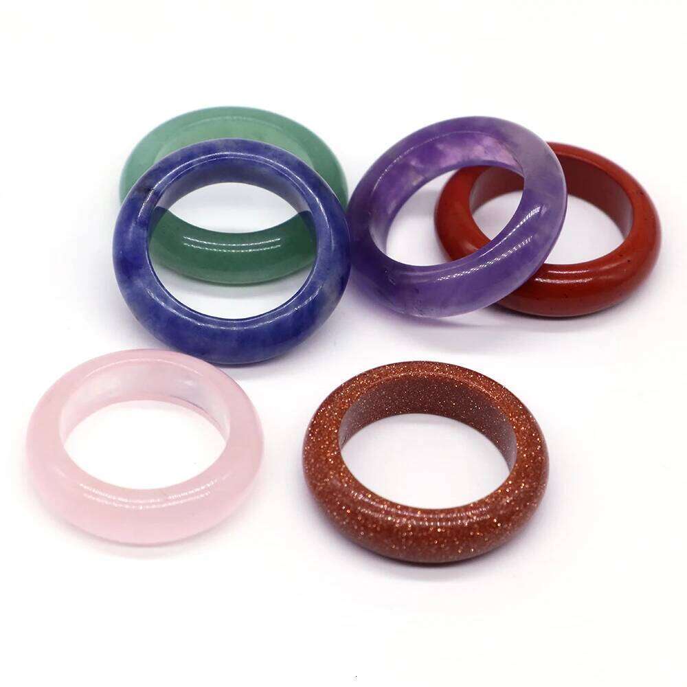 1pc Color Style Nature Stones Rings Healing Crystals Vintage Chakra Ring Women's Wedding Party Jewelry Punk Rock Gemstones Gift