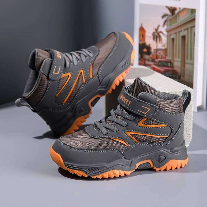 New Boys' Sports Non-slip School Children's Leather Breathable Running Black Fashion Hiking Shoes Sneaker Size 29-40