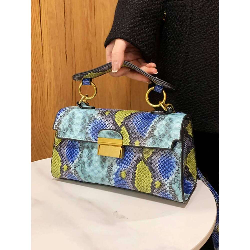 fashionable high-end texture light snake print niche design versatile handhold shoulder crossbody bag armpit loc