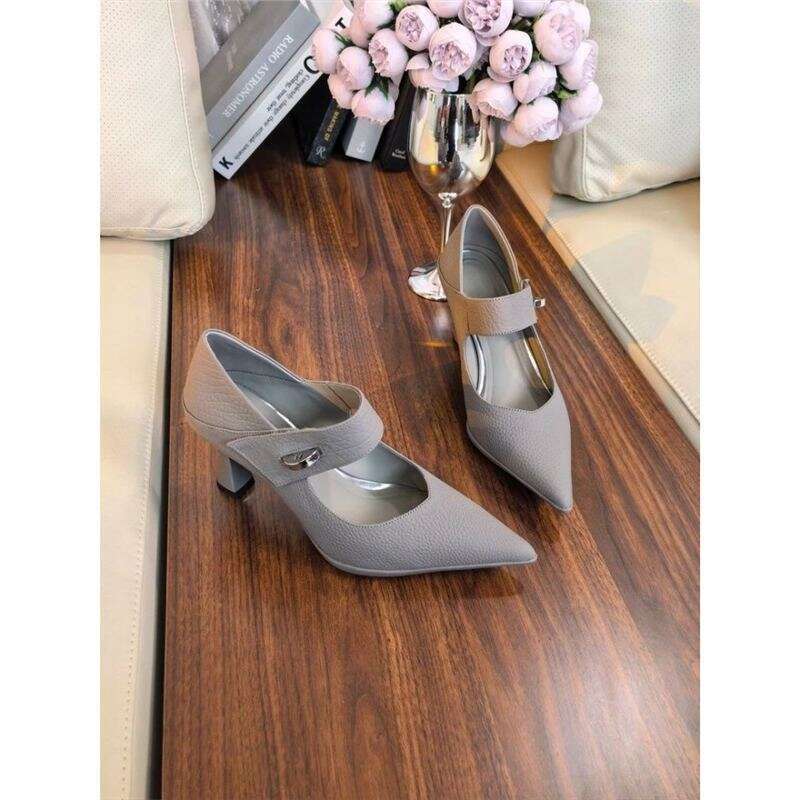 2025 Autumn New French Style Pointed Toe Fashion Color Block High heels Women Shallow Mouth Designer Shoe heelegant Chunky heel Soft Leather Single Sh