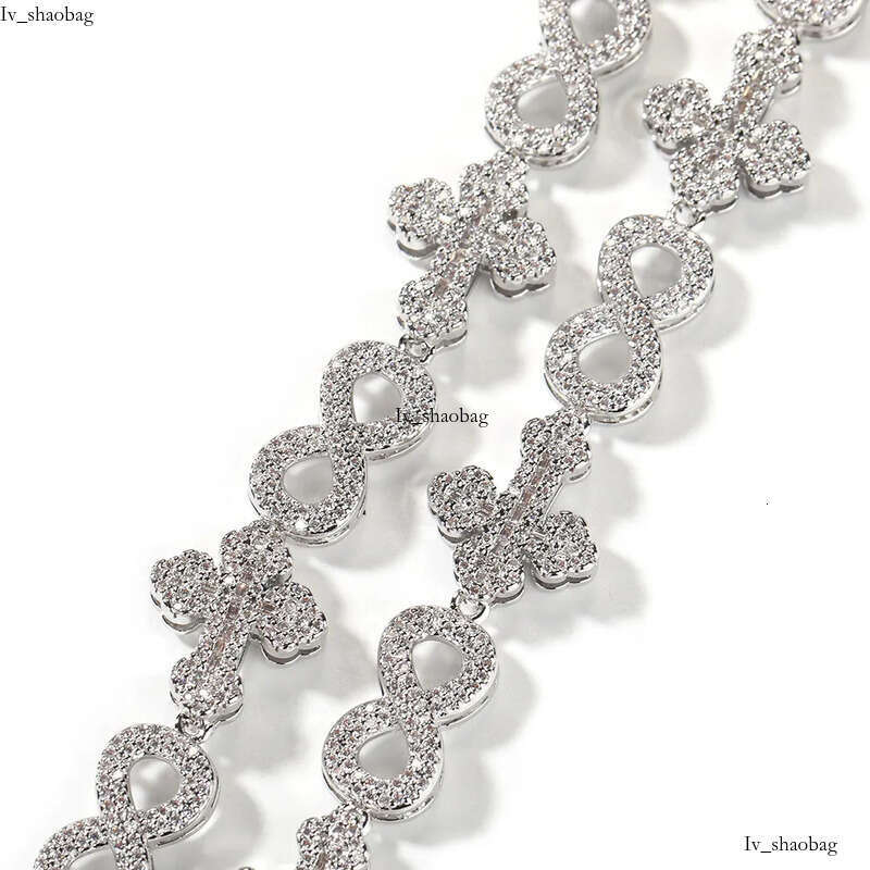 High Quality Hip Hop Cross 8 Infinite Cuban Chain Necklace Bracelet 5A Zircon 10mm Rap Jewelry