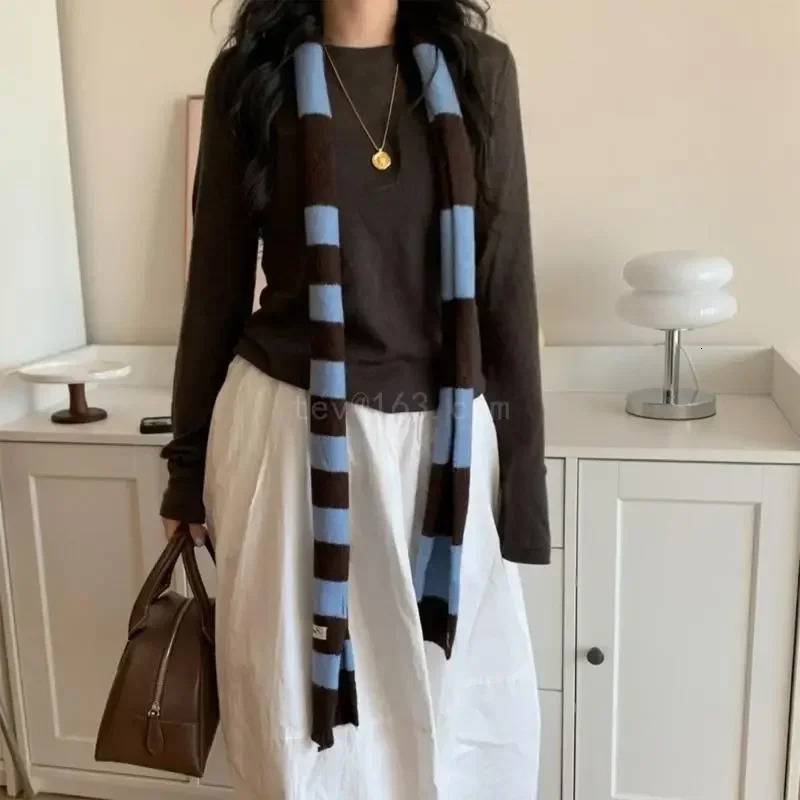 Vintage Stripe Color Neckerchief Sausage Pattern Scarf Soft Warm Fashion Scarves for Fashion Youth 250929