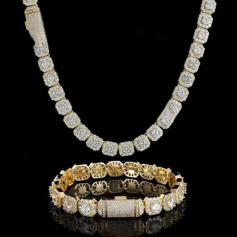 Necklace bracelet Moissanite Dia Custom Vvs Cuban Link S Sier 10mm Large Tennis Chain Solid Back Hiphop