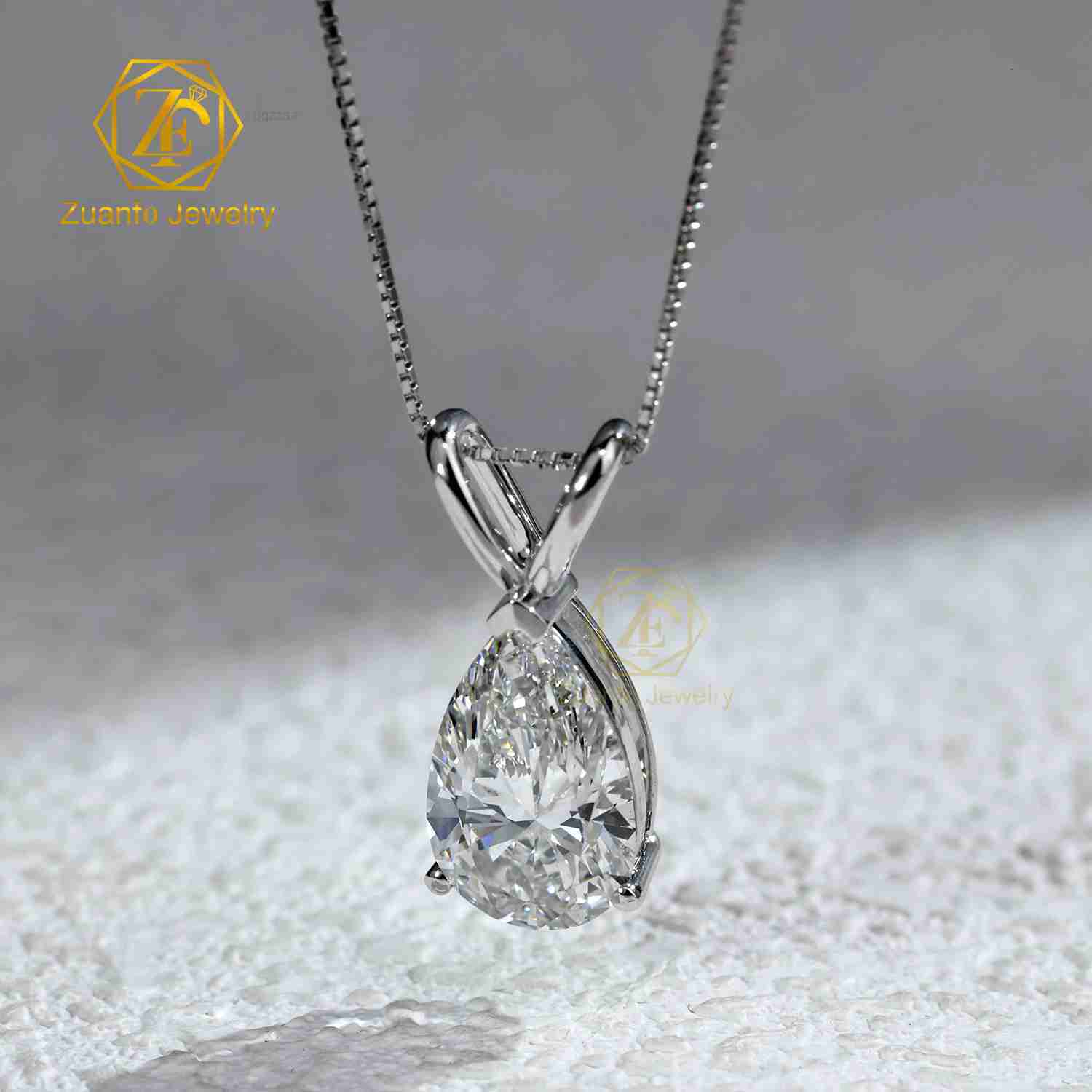 CVD Lab Grown Diamond Pendant Necklace IGI Pear Cut 925 Sterling Silver 9K 10K 14K 18K Real Gold Fine Jewelry with Certificate