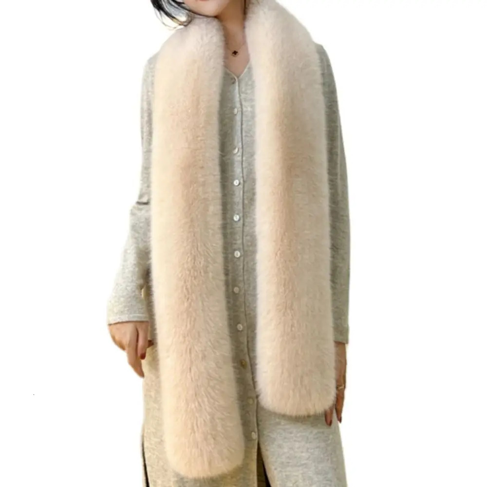 Fashionable 180cm Fur Long Scarf Soft Plush Thick Winter Fluffy Scarf Fur Decor Long Strip Scarf for Women Men 250929