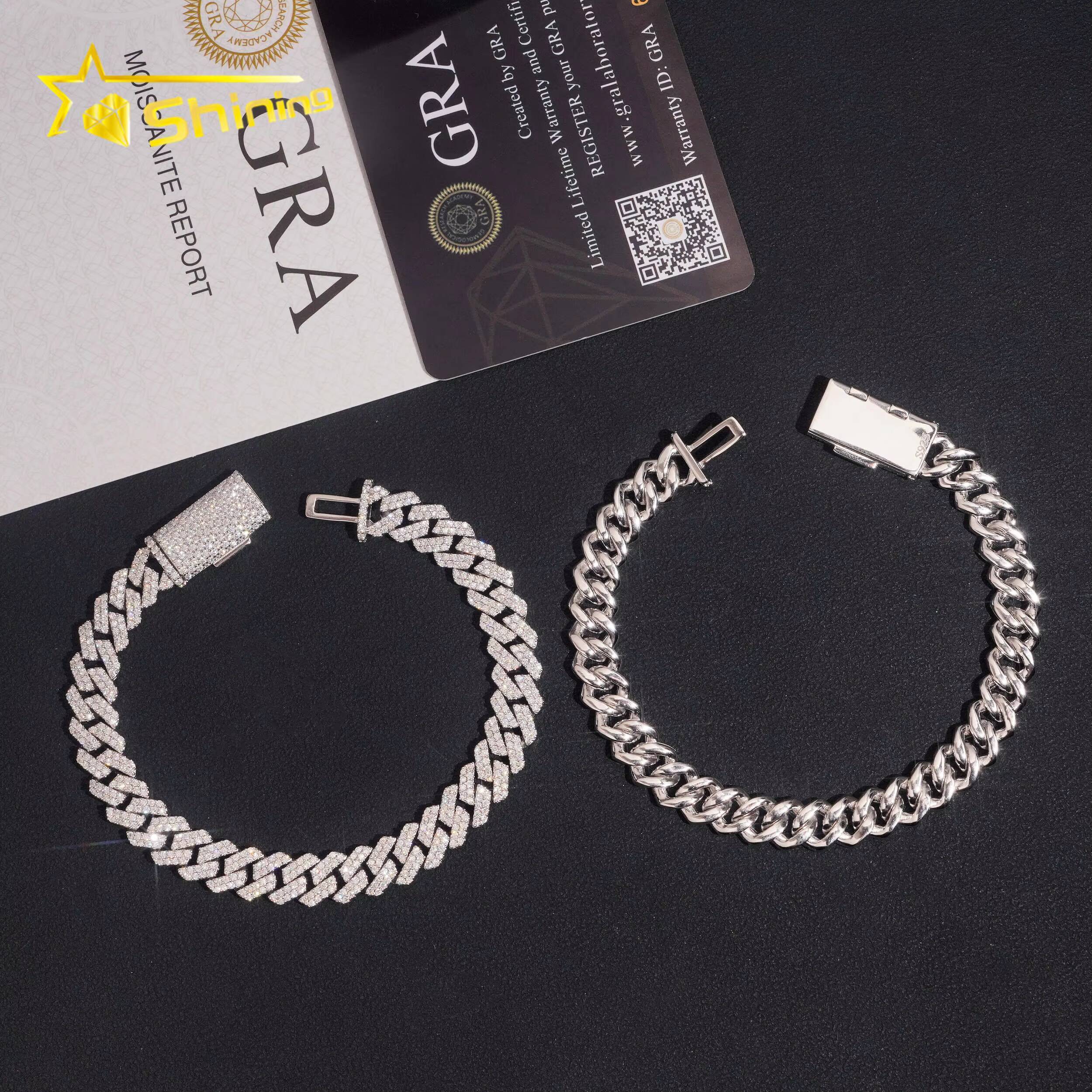 USA Local Stock 925 Silver 8mm VVS Moissanite Cuban Bracelet Hip Hop Jewelry Men Women Iced Out Moissanite Bracelet