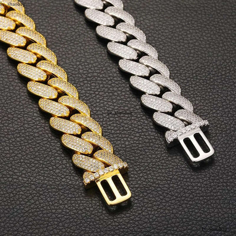 Miami Cuban Link Chain for Men Micro Inlaied 4 Row Bling Dia 20MM Wide Iced Out Chains Necklace Designer Prong Rock Hip Hop Gold Moissanite Jewelry Wo